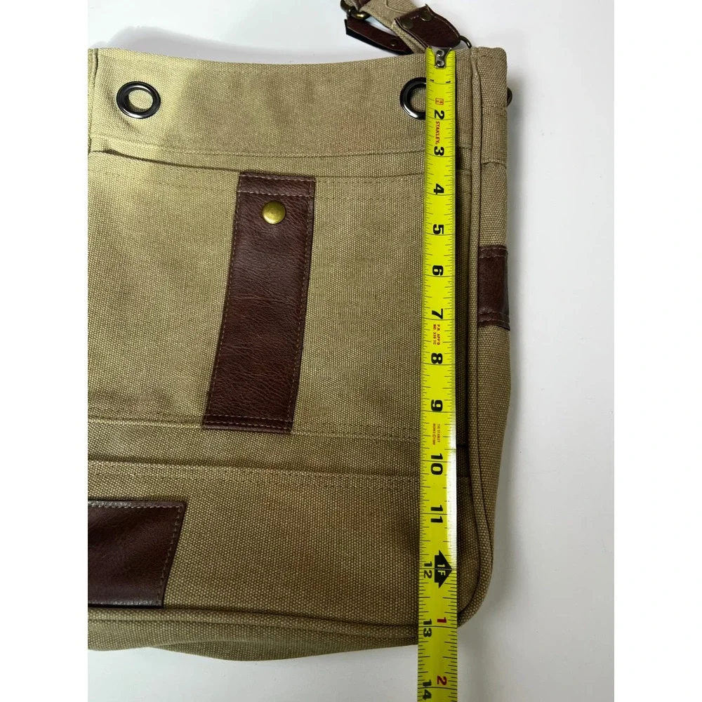 Mountain Rover Crossbody Limited Edition Khaki Canvas Brown Faux Leather Trim‎